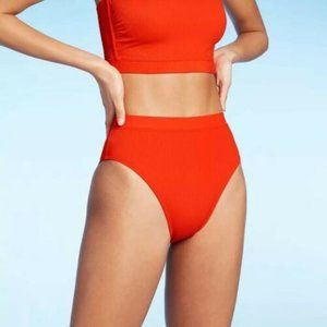 4/$25 Ribbed High Leg High Waist Bikini Bottom